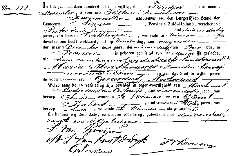 18581210 geb akte 112 Gerardus A zv P v Rooijen - M Monshouwer